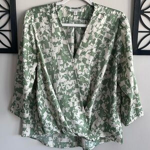 Prologue Open Front Snap Closure 3/4 Sleeve Blouse